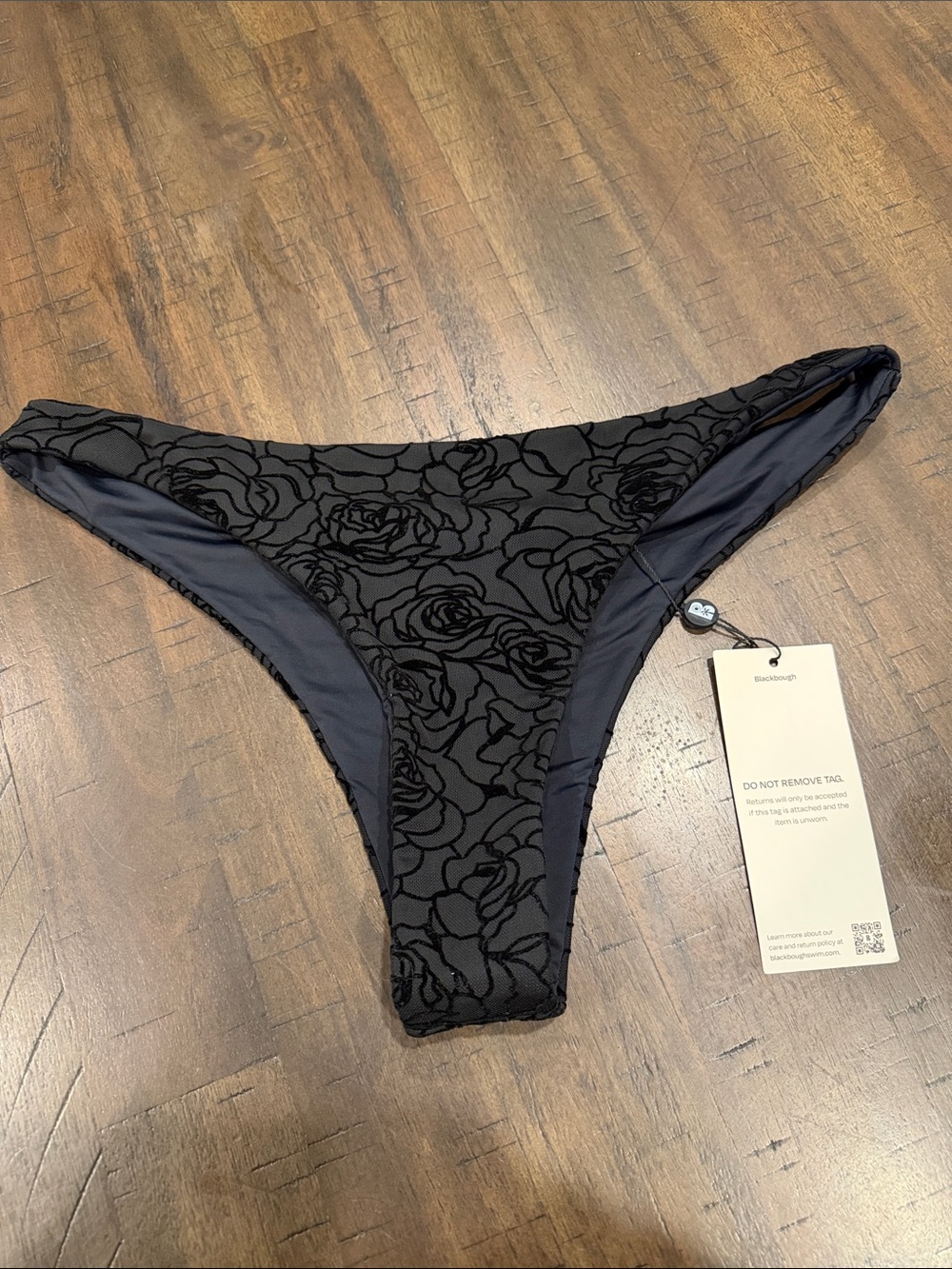 Blackbough Black Floral Velvet Bikini Briefs